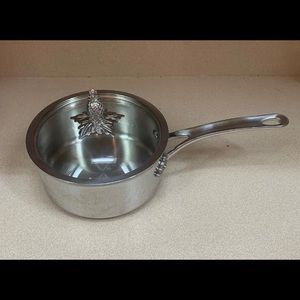 Ruffini Opus Prima Hammered Stainless- Steel Sauce Pan with Pineapple Knob